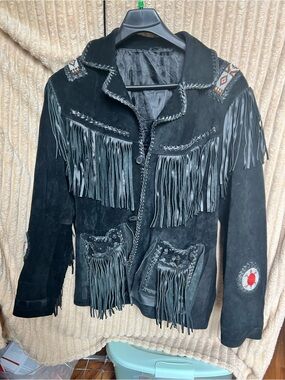 Men's Black Suede Fringe Performance Jacket - Western-Inspired Style